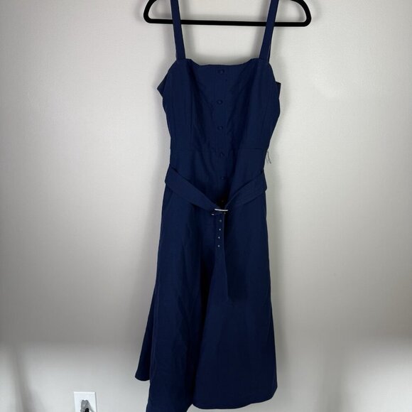 Julia Jordan Women's Navy Blue Belted Button Midi Dress Front Size 8 Party Chic - Picture 11 of 11